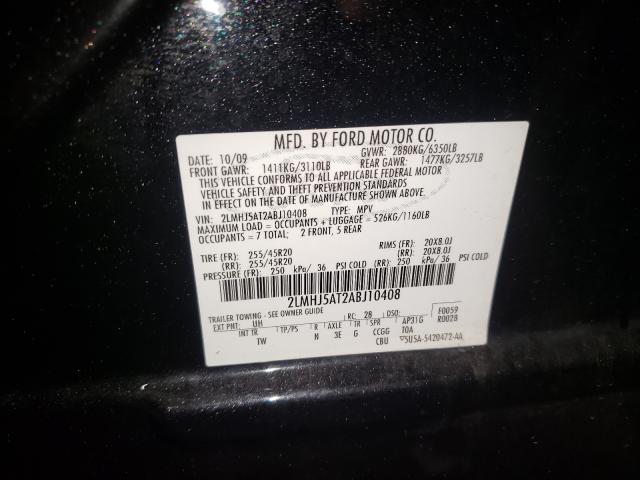 2010 LINCOLN MKT FWD 2LMHJ5AT2ABJ10408