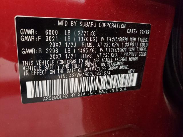 2020 SUBARU ASCENT TOU 4S4WMARD2L3431674