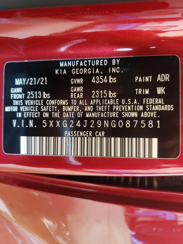 2022 KIA K5 LX 5XXG24J29NG087581