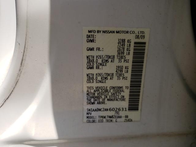 2010 NISSAN ARMADA SE 5N1AA0NC2AN602631