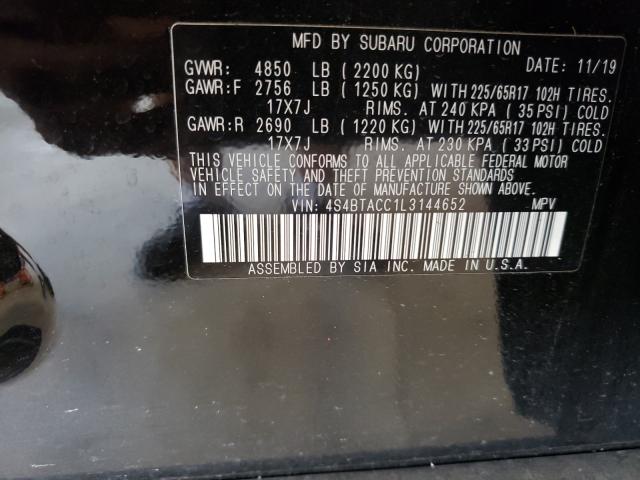 2020 SUBARU OUTBACK PR 4S4BTACC1L3144652
