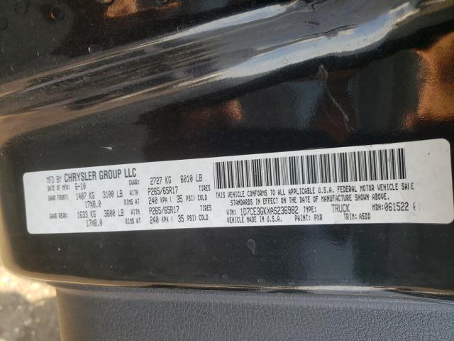 2010 DODGE DAKOTA SXT 1D7CE3GKXAS236982
