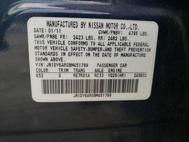 2011 INFINITI G25 JN1DV6AR0BM451799
