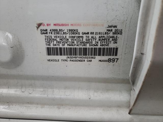 2012 MITSUBISHI LANCER RAL JA32V6FVXCU023362