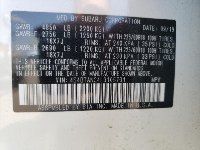 2020 SUBARU OUTBACK LI 4S4BTANC4L3105731