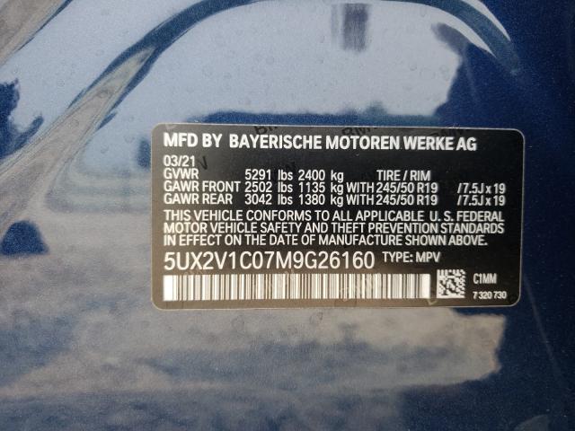 2021 BMW X4 XDRIVE3 5UX2V1C07M9G26160