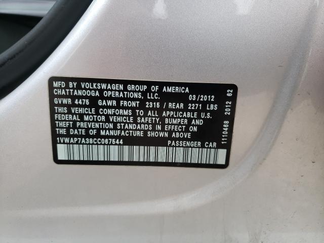 2012 VOLKSWAGEN PASSAT 1VWAP7A38CC067544