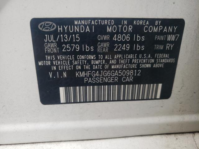 2016 HYUNDAI AZERA KMHFG4JG6GA509812