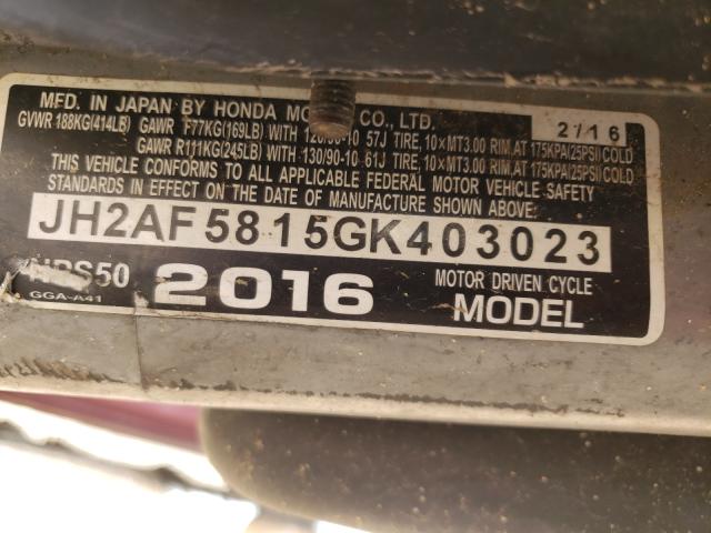2016 HONDA NPS50 JH2AF5815GK403023