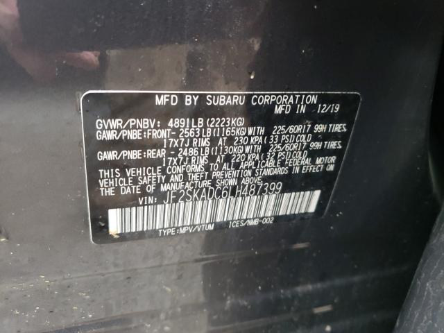 2020 SUBARU FORESTER JF2SKADC6LH487399