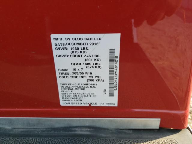 5J5LD47BVHA814218 Club Cart 2017. Фото: 9