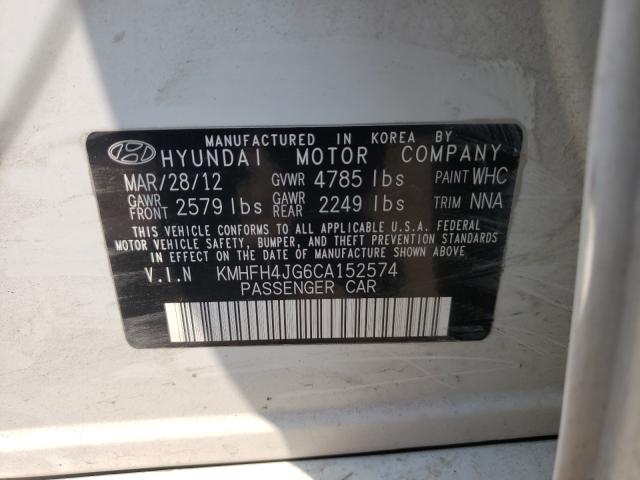 2012 HYUNDAI AZERA GLS KMHFH4JG6CA152574