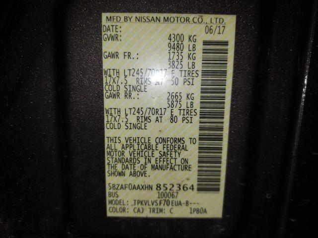 2017 NISSAN NV 3500 5BZAF0AAXHN852364