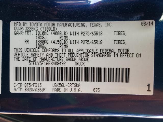5TFUY5F16EX408492 Toyota Tundra Dou 2014. Фото: 9