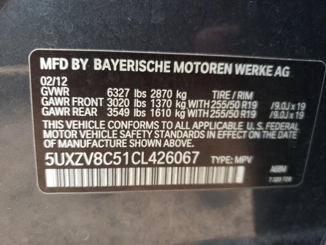 2012 BMW X5 XDRIVE5 5UXZV8C51CL426067