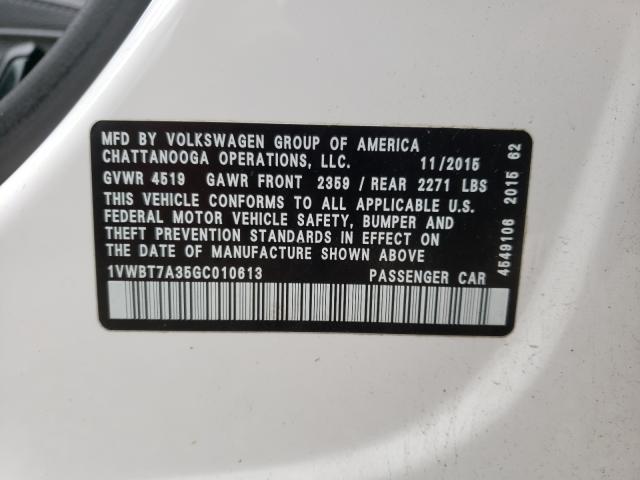 2016 VOLKSWAGEN PASSAT 1VWBT7A35GC010613