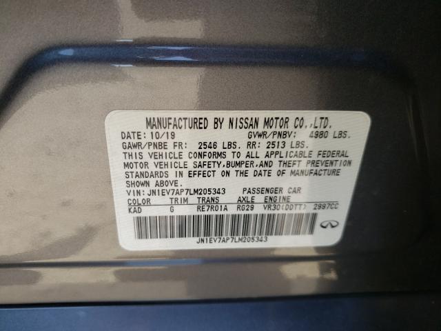 2020 INFINITI Q50 PURE JN1EV7AP7LM205343
