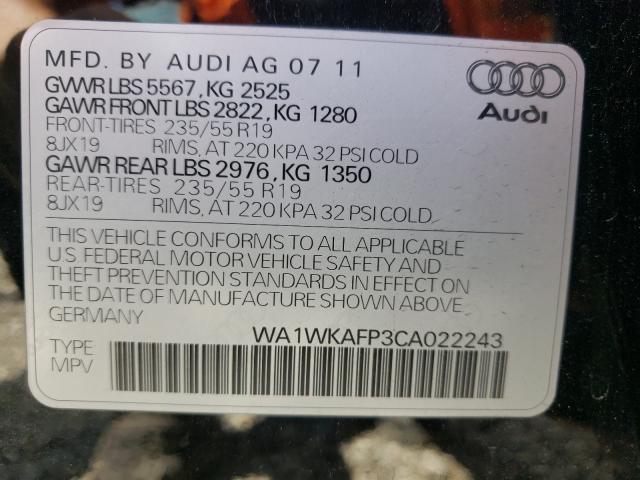 2012 AUDI Q5 PRESTIG WA1WKAFP3CA022243
