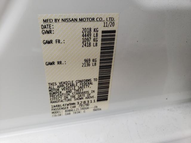 2021 NISSAN ALTIMA PLA 1N4BL4FW9MN328311