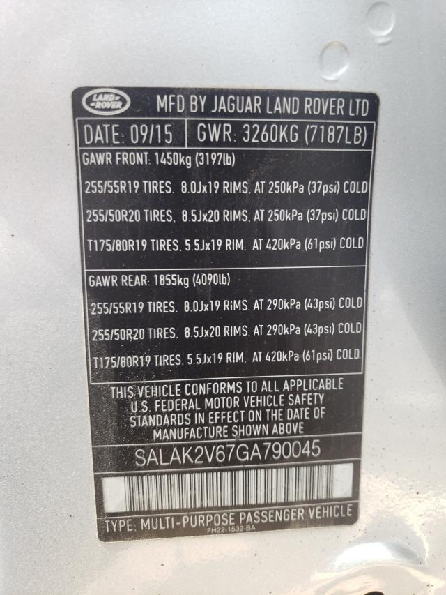 2016 LAND ROVER LR4 HSE LU SALAK2V67GA790045