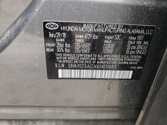 5NMS23ADXKH011483 Hyundai Santa Fe S 2019. Фото: 9