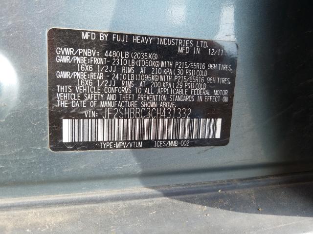 2012 SUBARU FORESTER JF2SHBBC3CH431332