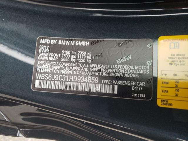 2017 BMW M6 WBS6J9C31HD934859