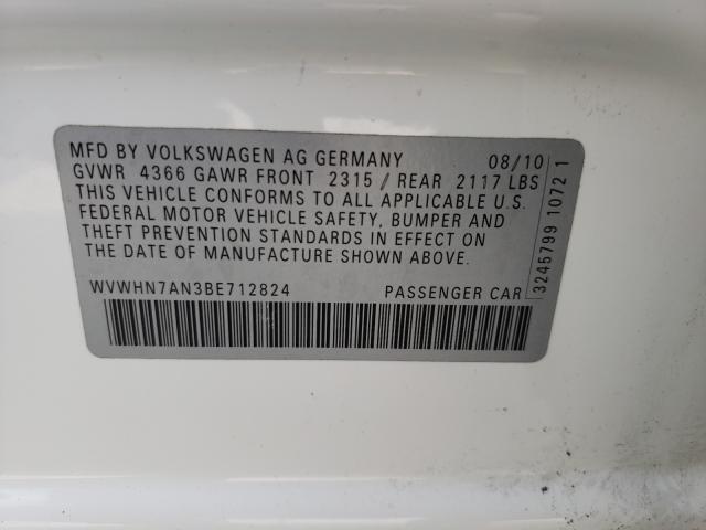 2011 VOLKSWAGEN CC LUXURY WVWHN7AN3BE712824