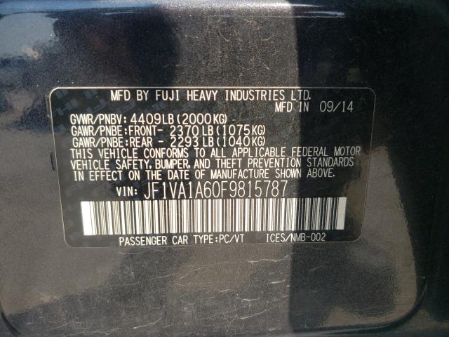 2015 SUBARU WRX JF1VA1A60F9815787