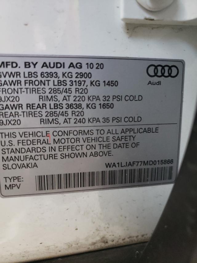 VIN WA1LJAF77MD015866 2021 Audi Q7, Premium Plus no.10