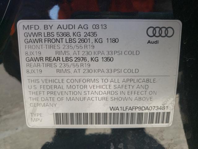 VIN WA1LFAFP9DA073481 2013 Audi Q5, Premium Plus no.10