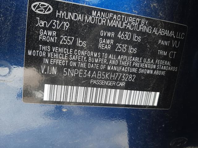 2019 HYUNDAI SONATA LIM 5NPE34AB5KH773282