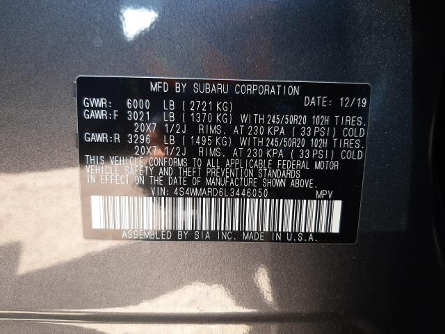 2020 SUBARU ASCENT TOU 4S4WMARD6L3446050