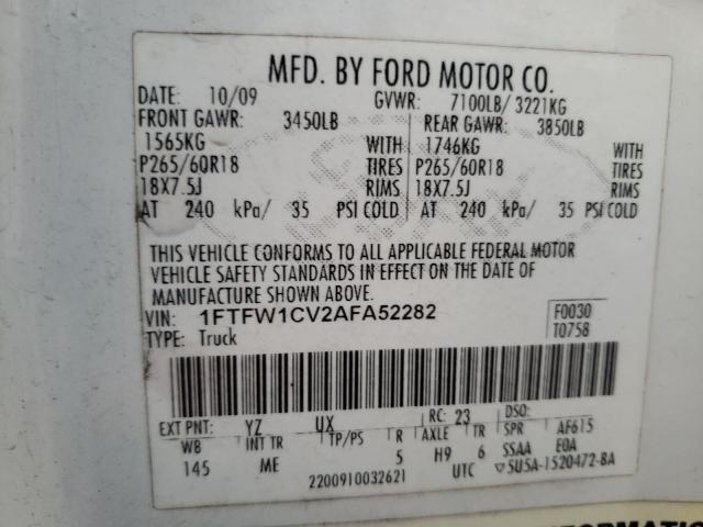 2010 FORD F-150 1FTFW1CV2AFA52282