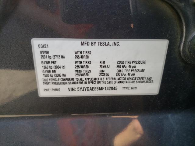 2021 TESLA MODEL Y 5YJYGAEE5MF142845