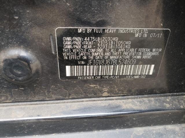 2011 SUBARU IMPREZA WR JF1GV8J67BL524609
