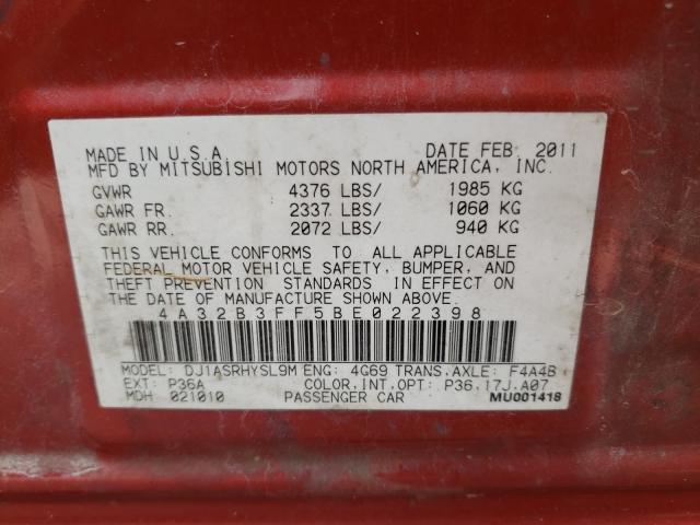 2011 MITSUBISHI GALANT 4A32B3FF5BE022398