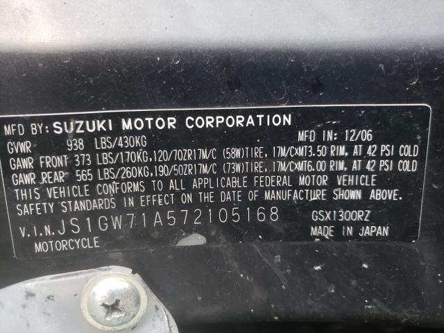 2007 SUZUKI GSX1300 RZ JS1GW71A572105168
