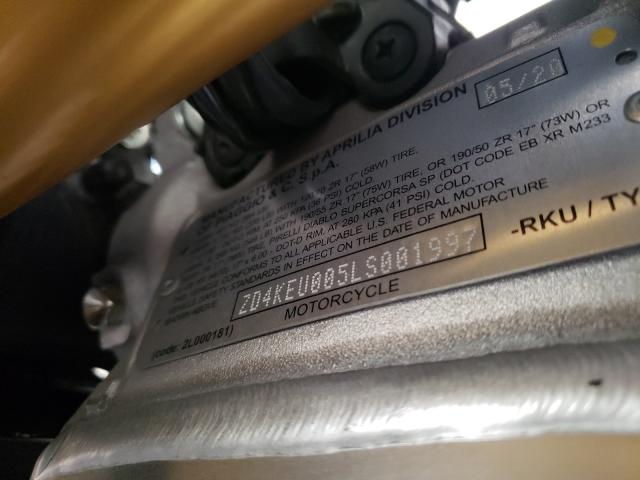 2020 APRILIA RSV4 RR ZD4KEU005LS001997