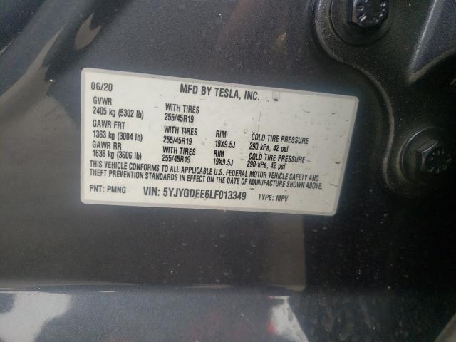 2020 TESLA MODEL Y 5YJYGDEE6LF013349