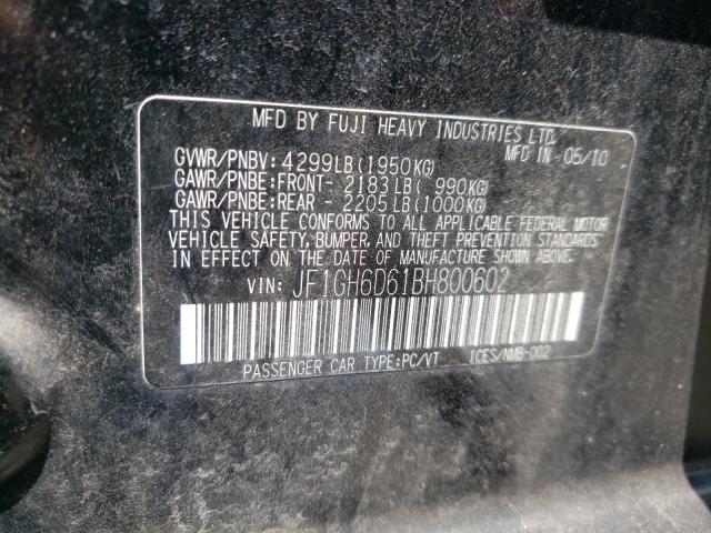2011 SUBARU IMPREZA OU JF1GH6D61BH800602