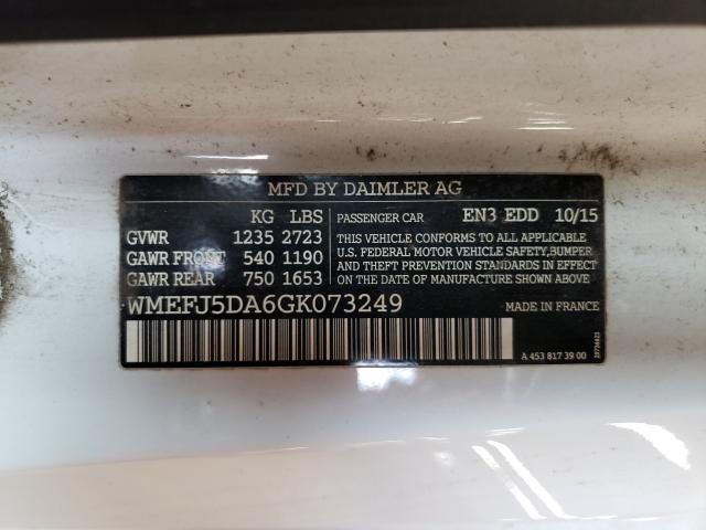 2016 SMART FORTWO WMEFJ5DA6GK073249