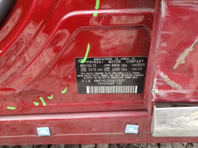 2016 HYUNDAI AZERA LIMI KMHFH4JG0GA529907