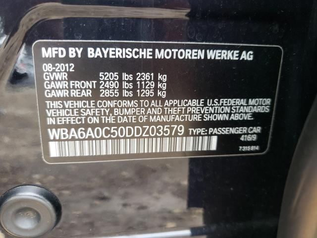 VIN WBA6A0C50DDZ03579 2013 BMW 6 Series, 640 I no.10