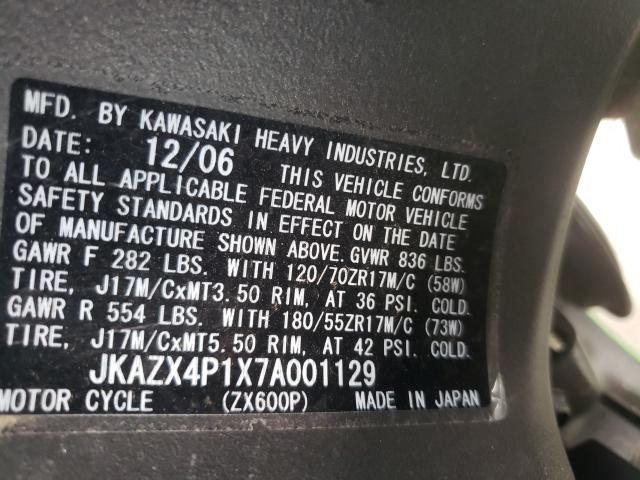 2007 KAWASAKI ZX600 J1 JKAZX4P1X7A001129