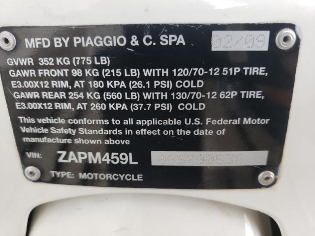 2010 VESPA GTS 300 SU ZAPM459L0A5700538