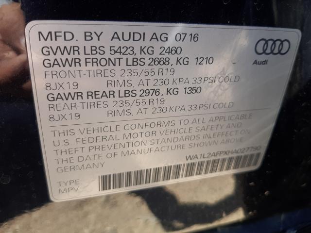 VIN WA1L2AFPXHA027790 2017 Audi Q5, Premium Plus no.10