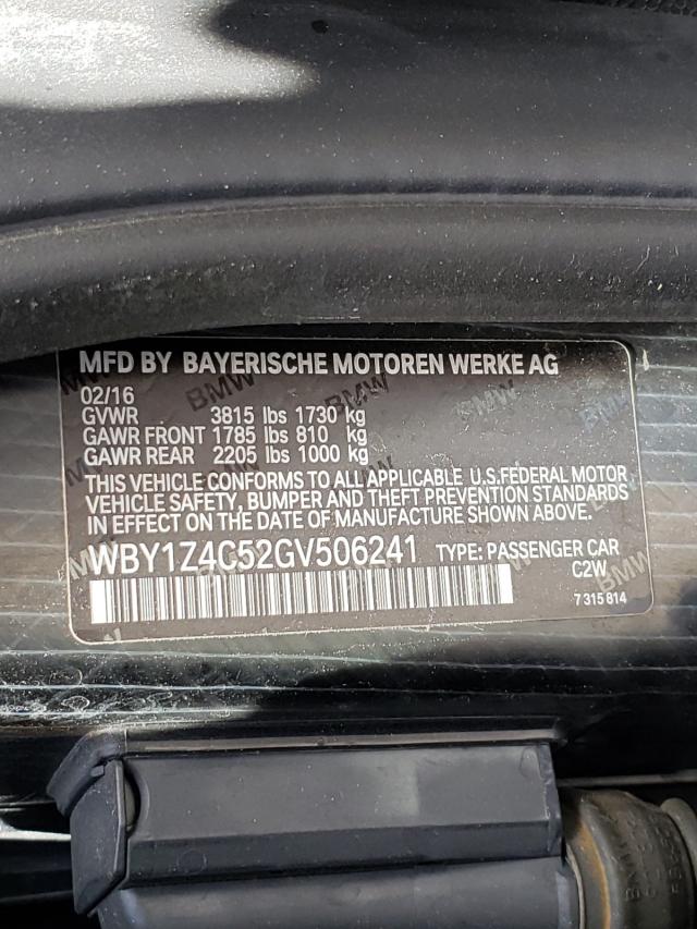 2016 BMW I3 REX WBY1Z4C52GV506241