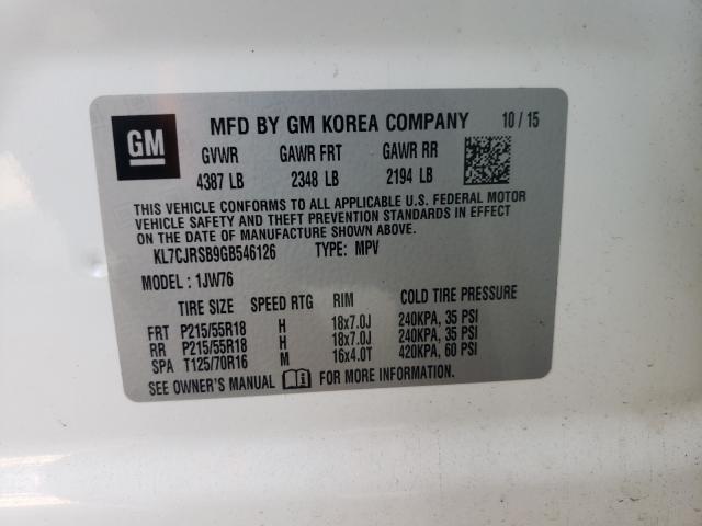 2016 CHEVROLET TRAX LTZ KL7CJRSB9GB546126