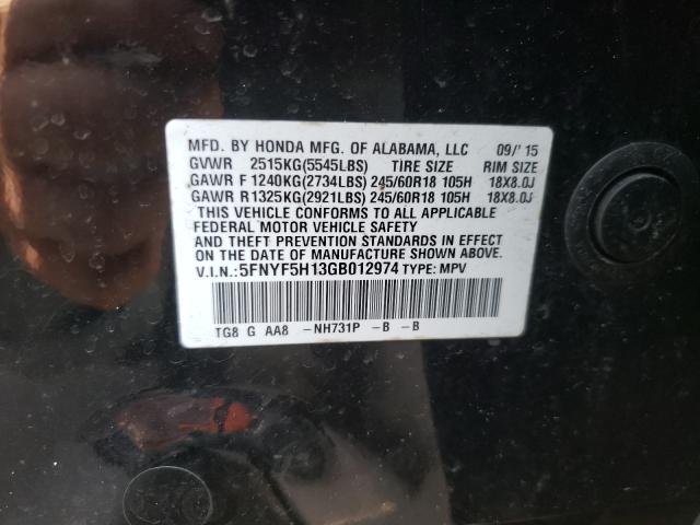 2016 HONDA PILOT 5FNYF5H13GB012974